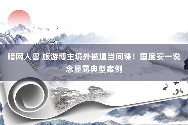 暗网人兽 旅游博主境外被逼当间谍！国度安一说念显露典型案例