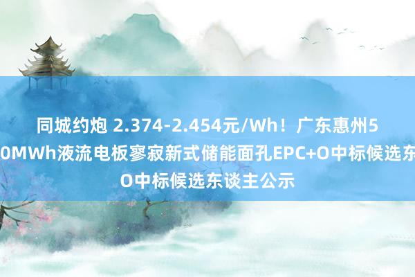 同城约炮 2.374-2.454元/Wh！广东惠州50MW/300MWh液流电板寥寂新式储能面孔EPC+O中标候选东谈主公示