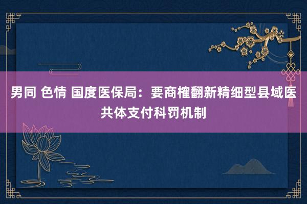 男同 色情 国度医保局：要商榷翻新精细型县域医共体支付科罚机制