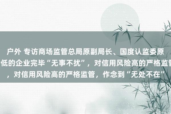户外 专访商场监管总局原副局长、国度认监委原主任蒲淳：对信用风险低的企业完毕“无事不扰”，对信用风险高的严格监管，作念到“无处不在”